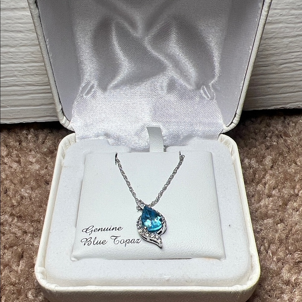 Silver Blue Topaz Necklace